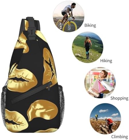 Gold lips crossbody sling backpack for travel — photo 5