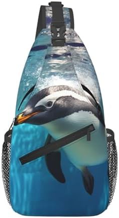 Swimming penguin crossbody sling backpack