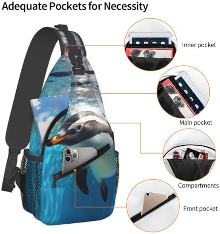 Swimming penguin crossbody sling backpack — photo 3