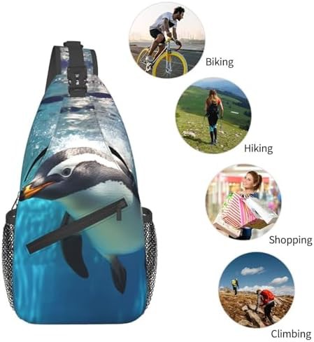 Swimming penguin crossbody sling backpack — photo 5