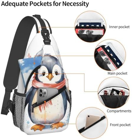 Cute cartoon penguin crossbody sling backpack — photo 3