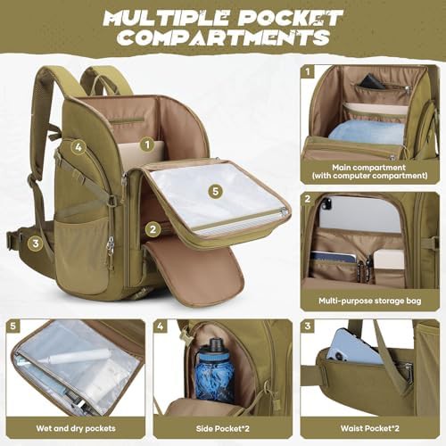 Khaki tactical military backpack 40L — photo 3