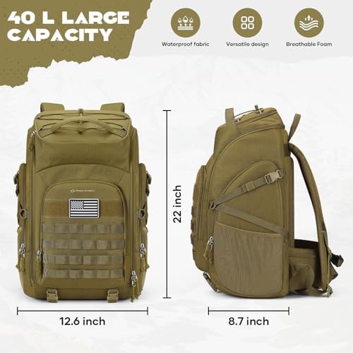 Khaki tactical military backpack 40L — photo 4