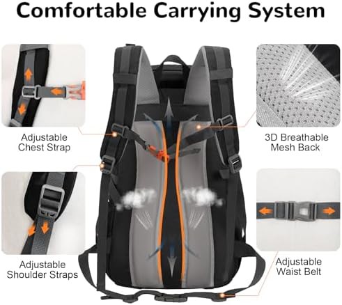 Black 30l waterproof hiking backpack — photo 3
