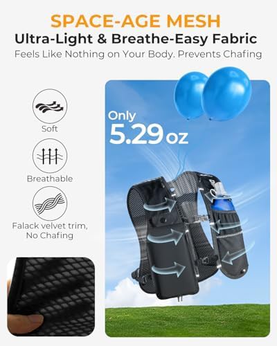 Black running hydration vest with soft flask — photo 4