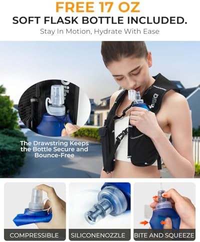 Black running hydration vest with soft flask — photo 5