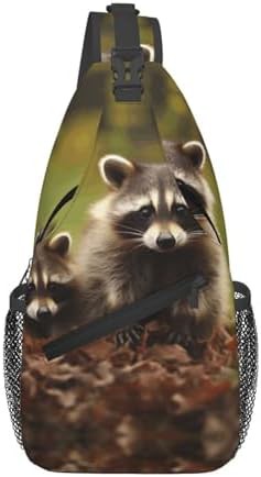 Raccoon graphic crossbody sling daypack