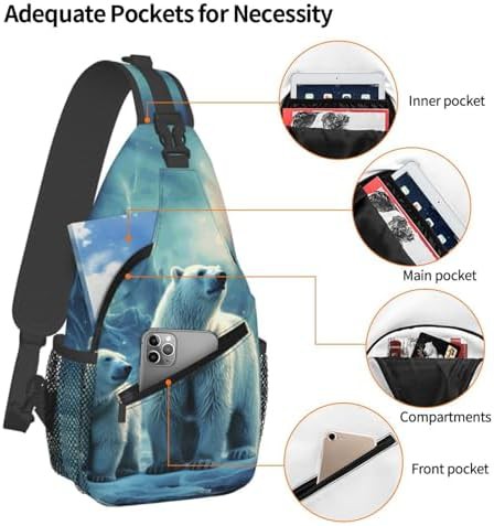 Polar bears northern lights sling daypack — photo 3