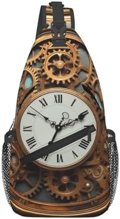 Rusty steampunk clock sling daypack