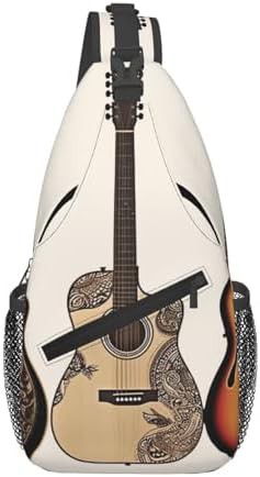 Guitar print crossbody sling backpack daypack