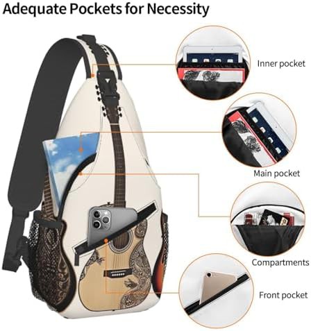 Guitar print crossbody sling backpack daypack — photo 3
