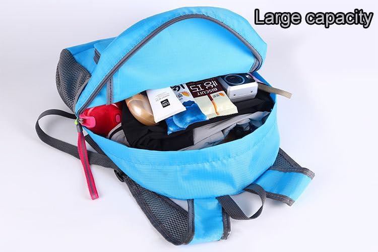 Portable foldable travel hiking backpack blue — photo 3