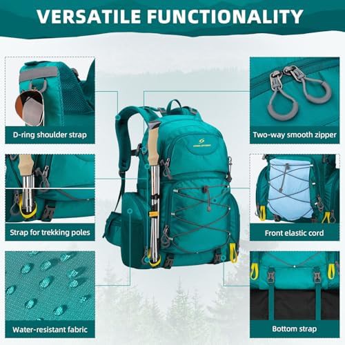 Green waterproof hiking daypack 40L — photo 3
