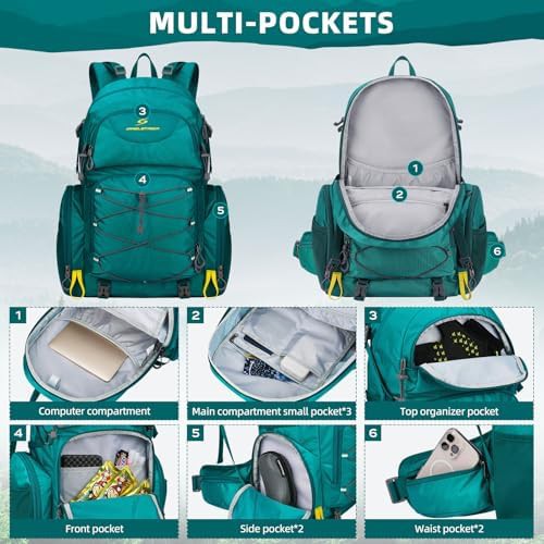 Green waterproof hiking daypack 40L — photo 4