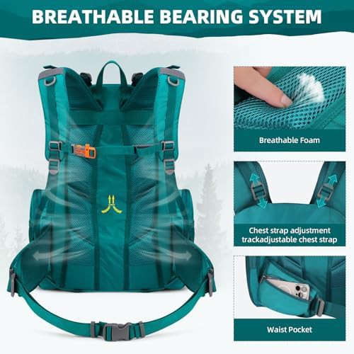 Green waterproof hiking daypack 40L — photo 5