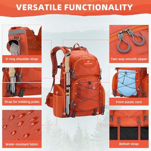 Black waterproof hiking backpack 40L — photo 3