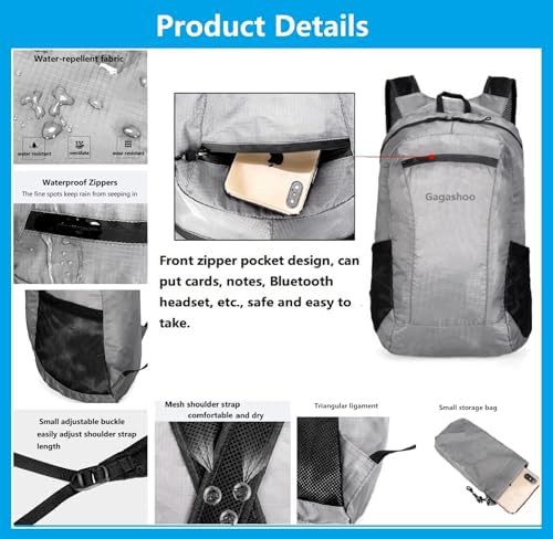 Ultra foldable hiking daypack in gray — photo 4