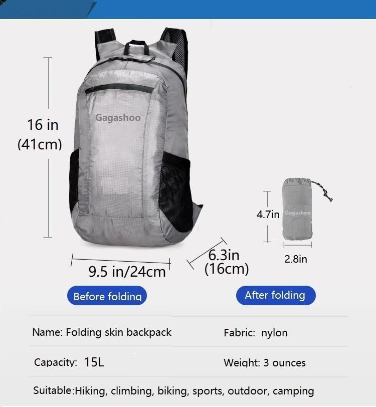Ultra foldable hiking daypack in gray — photo 5