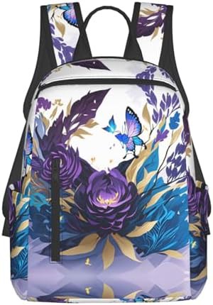Purple butterfly print hiking daypack