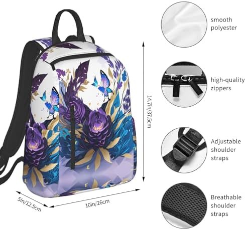Purple butterfly print hiking daypack — photo 4