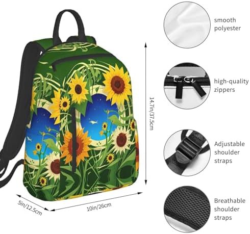 Sunflower pattern print hiking camping daybag — photo 4