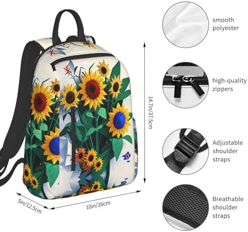 Sunflower bee print hiking backpack — photo 4