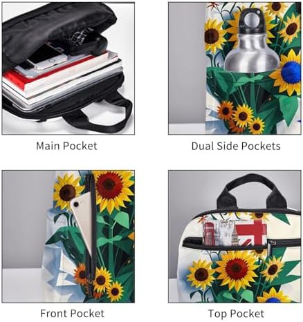 Sunflower bee print hiking backpack — photo 5