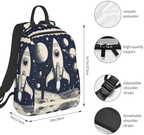 Rocket space print hiking backpack — photo 4