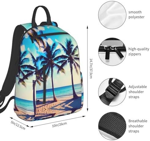 Beach palm trees print hiking backpack — photo 4