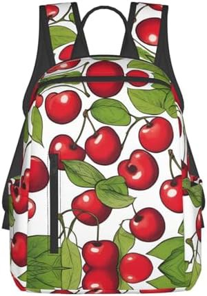 Red cherry print hiking backpack