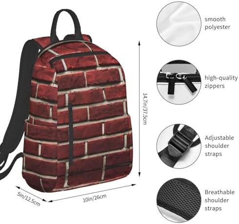 Brick red stone pattern backpack — photo 4