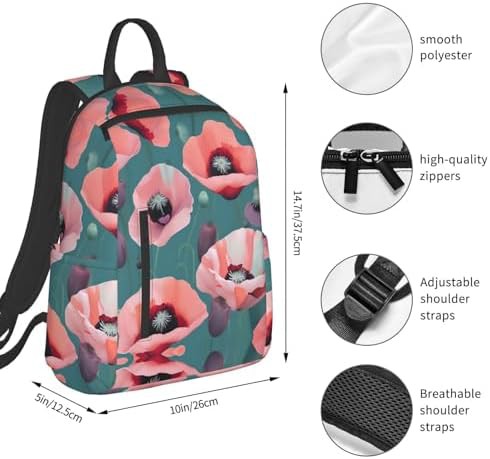 Pastel poppies print hiking backpack — photo 4