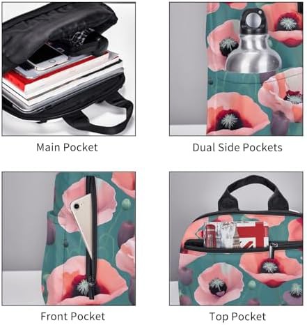 Pastel poppies print hiking backpack — photo 5