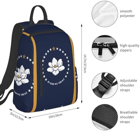 Mississippi flag print outdoor travel backpack — photo 4