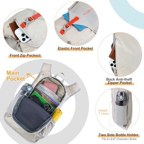 Beige foldable small hiking daypack 15L — photo 4