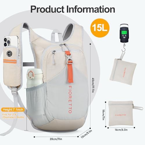 Beige foldable small hiking daypack 15L — photo 5