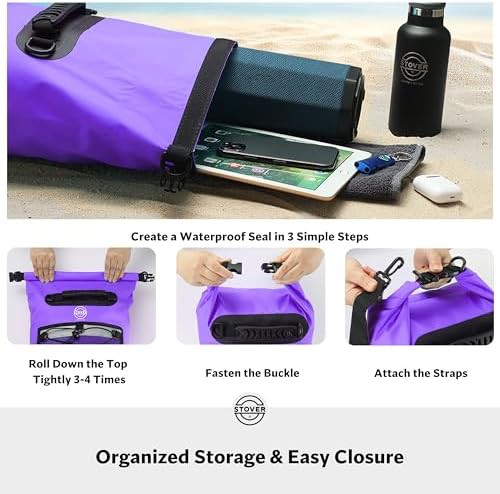 Purple waterproof dry backpack 10L capacity — photo 5