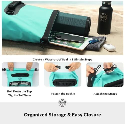 Teal waterproof dry backpack 10L capacity — photo 5