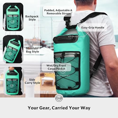 Teal waterproof dry backpack 25L capacity — photo 3