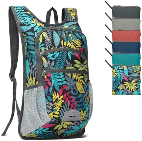 Leaf print travel backpack 20L