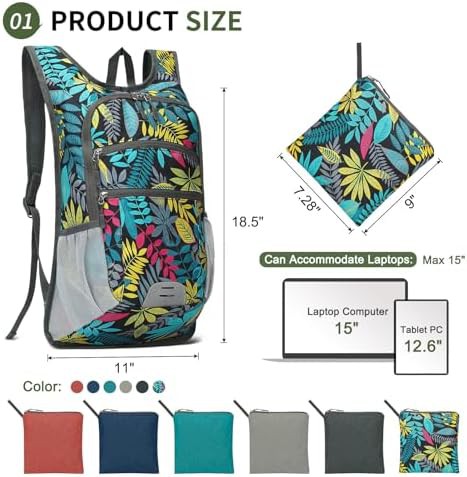 Leaf print travel backpack 20L — photo 3
