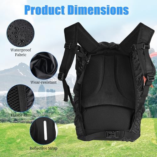 Black Reflective Backpack Rain Cover 55L — photo 3