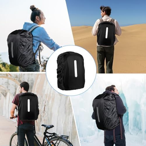 Black Reflective Backpack Rain Cover 55L — photo 4