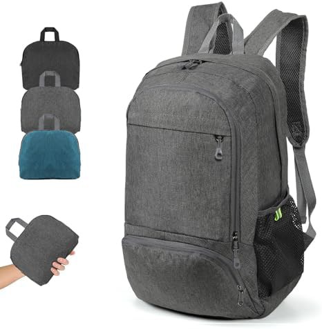 Gray 25L compact foldable gym and hiking bag