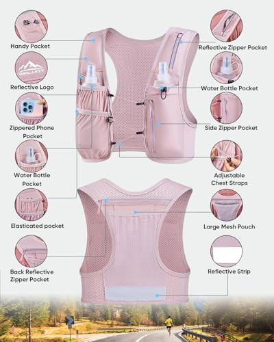 Pink reflective running hydration vest medium — photo 5