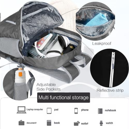 Grey waterproof foldable beach backpack — photo 4