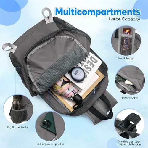 Grey Packable Ultralight Hiking Daypack 15L — photo 3