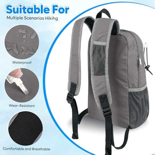 Grey Packable Ultralight Hiking Daypack 15L — photo 4