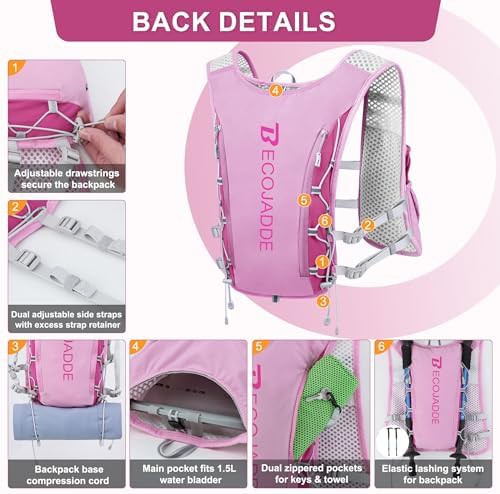 Orchid pink 5L lightweight hydration running vest — photo 3