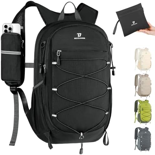 Water resistant black 15L hiking daypack